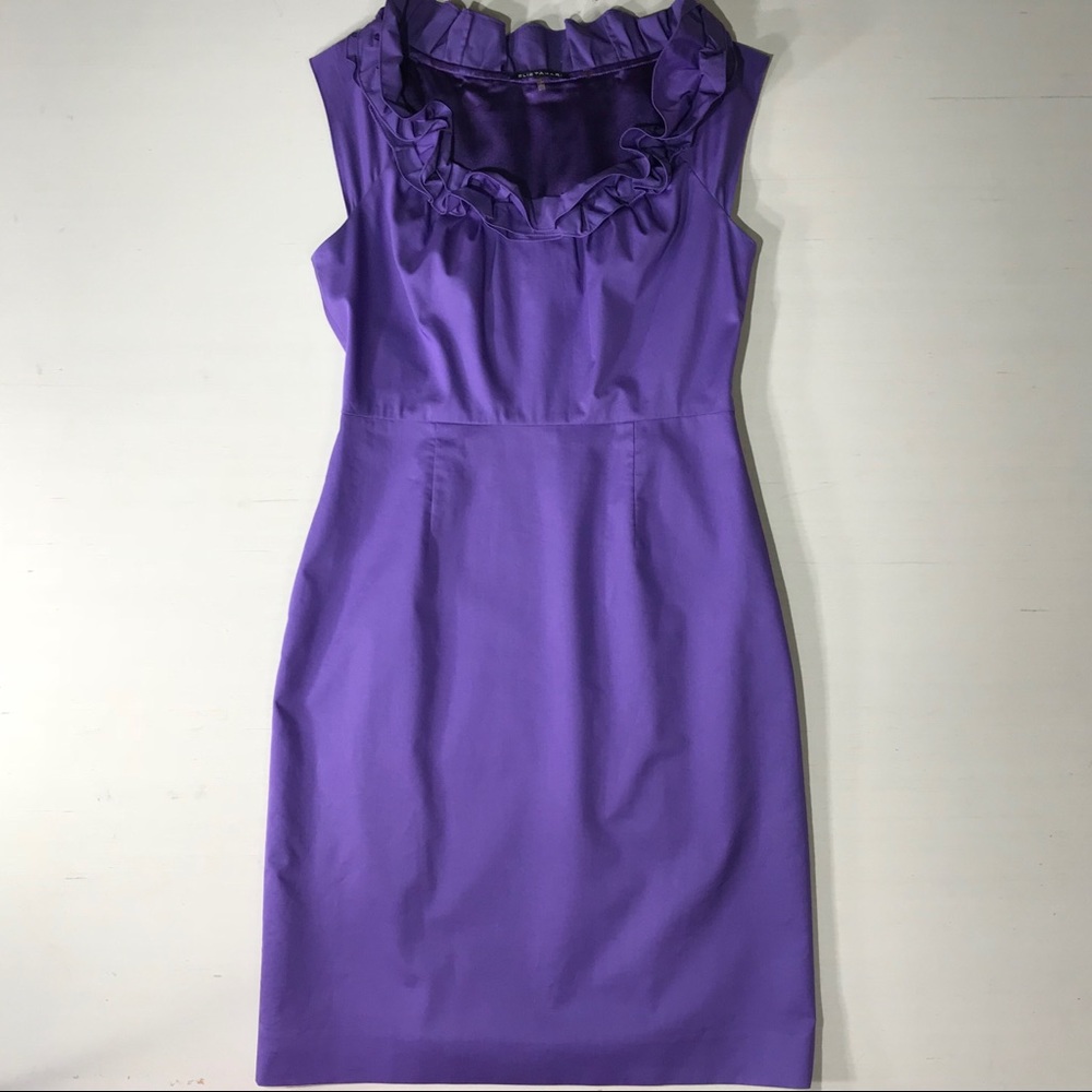SOLD-Elie Tahari Ruffled Sleeveless Shift Dress - Picture 3 of 7